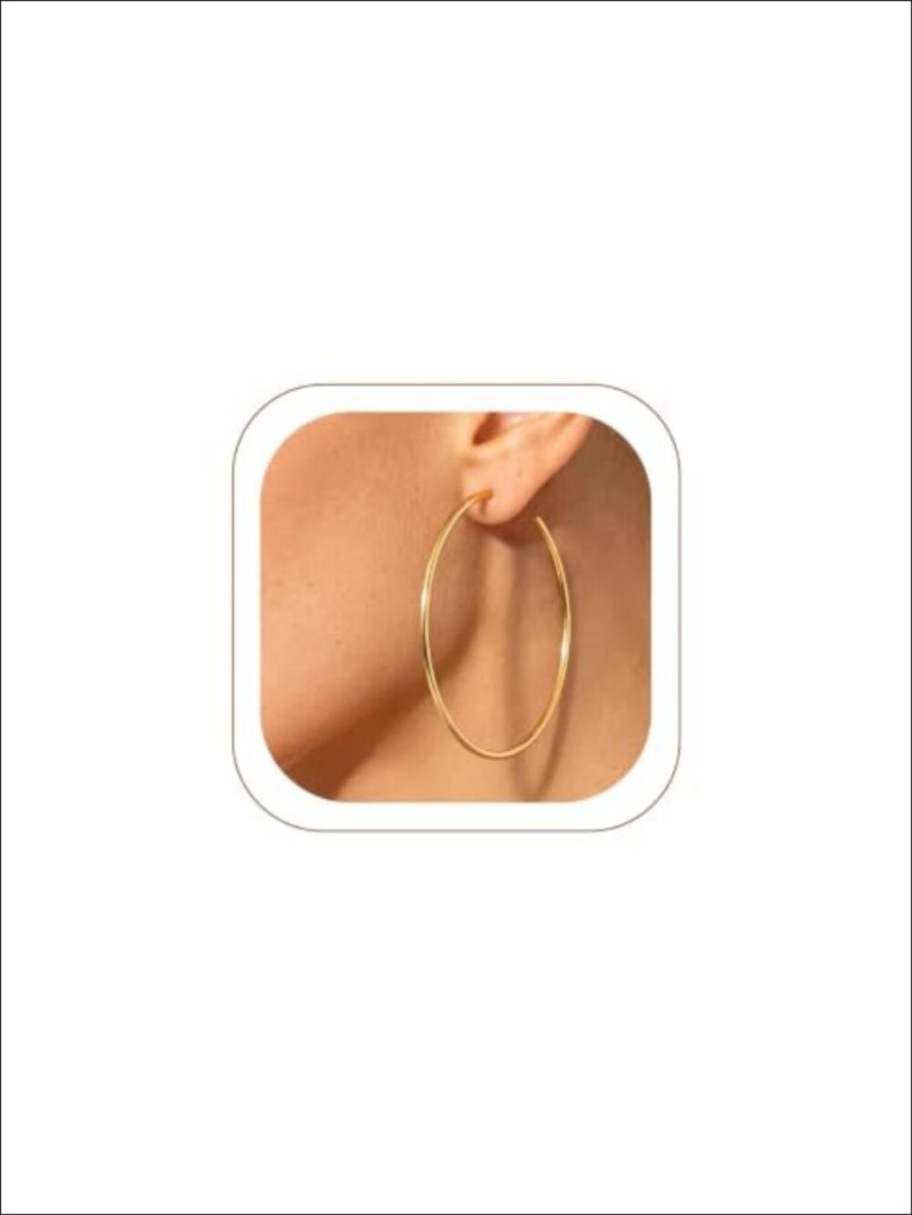 Gold Plated Stainless Steel Hoop Earrings 60mm Thin